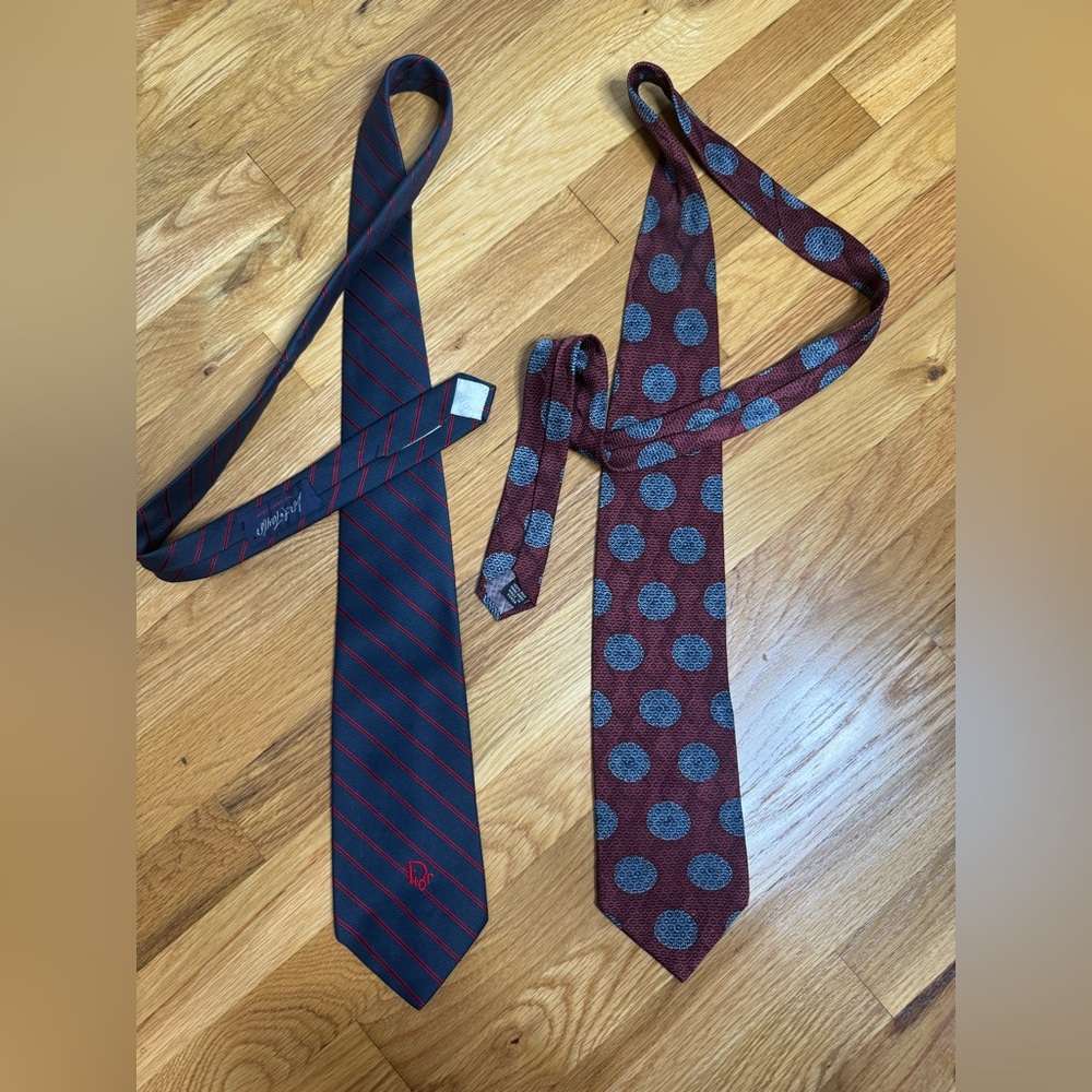Vintage Christian Dior and Balmain 2 Ties